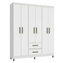 Ver imagem 1 de Guarda Roupa Casal 6 Portas 2 Gavetas Coimbra 140cm Rp1620 Cor Branco - Fellicci Móveis