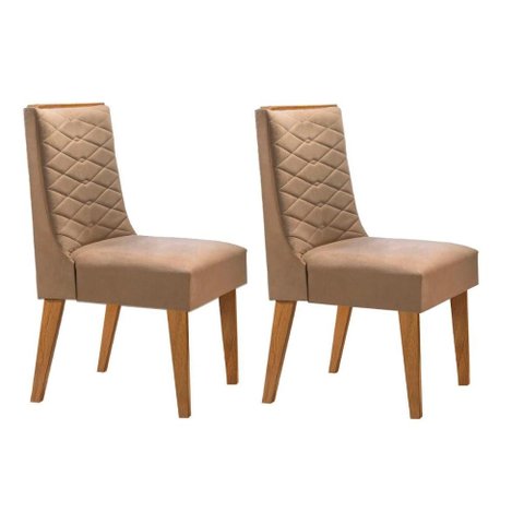 Kit 2 Cadeiras Sala Jantar Dafne 2 Un Imbuia/suede Capuccino - Rufato