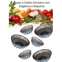 Cerâmica Portuguesa Kit 06 Bowll para Sobremesa Caldos Mek Kit Cerâmico com 6 Tigelas Cumbucas - 2