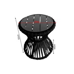 Mesa de Centro Sol em Corda Náutica e Base em Alumínio Preta 50cm Preta - 2