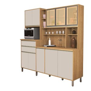 Armário Gabi Cozinha Completa Compacta Mdf Vidro Reflecta:off White