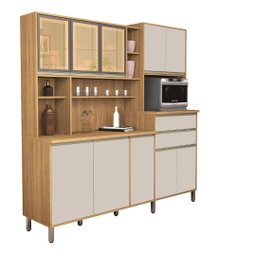 Armário Gabi Cozinha Completa Compacta Mdf Vidro Reflecta:off White - 5