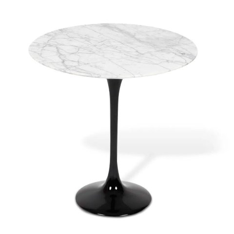 Mesa Saarinen Lateral Oval Carrara 57x38cm - Base Preta
