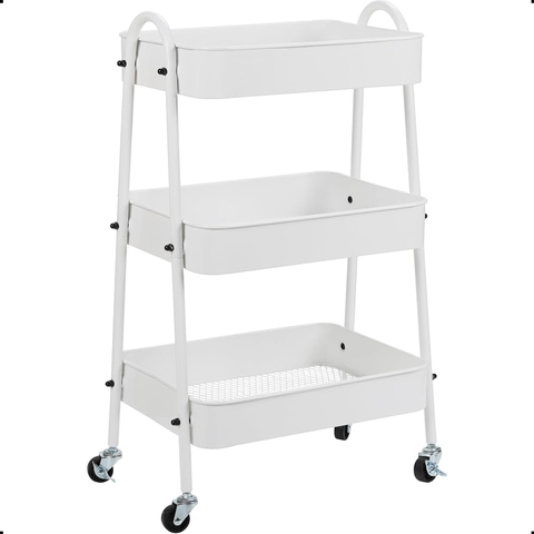 Carrinho Organizador Multiuso 3 Prateleiras Metal Rodinhas