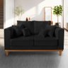 Sofá Rustico Viena 02 Lugares para Recepção Suede Preto - Madeira Prima Deccor - 1