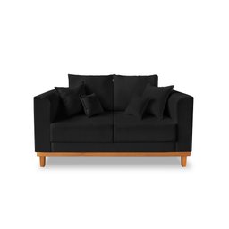 Sofá Rustico Viena 02 Lugares para Recepção Suede Preto - Madeira Prima Deccor - 2