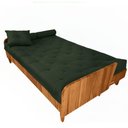 Ver imagem 2 de Sofá Cama Paris Ii Ripado Sarja em Madeira Maciça Natural - Verde Militar