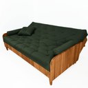Ver imagem 3 de Sofá Cama Paris Ii Ripado Sarja em Madeira Maciça Natural - Verde Militar