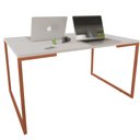 Ver imagem 1 de Mesa Escritório Base Metal Bronze Tampo Branco 120 Cm