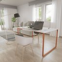 Ver imagem 3 de Mesa Escritório Base Metal Bronze Tampo Branco 120 Cm