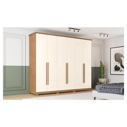 Guarda Roupa Casal Ambiente Leblon 6 Portas Off White Nature - Henn - 1