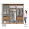 Guarda Roupa Casal Ambiente Leblon 6 Portas Off White Nature - Henn - 3