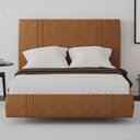 Ver imagem 5 de Cama Casal Flutuante com Cabeceira 140cm Lyra Sintético Camel S05 - Mpozenato
