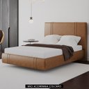 Ver imagem 3 de Cama Casal Flutuante com Cabeceira 140cm Lyra Sintético Camel S05 - Mpozenato