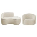 Ver imagem 2 de Kit Divã Recamier Orgânico Marrocos 150cm Lado Direito e 1 Poltronas Amore Bouclé Bege