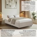 Ver imagem 7 de Kit Cama Box Casal + Cabeceira Estofada em Madeira Maciça Curva Provençal com Capitonê Bege/Linho