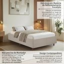Ver mais imagens de Kit Cama Box Casal + Cabeceira Estofada em Madeira Maciça Curva Provençal com Capitonê Bege/Linho