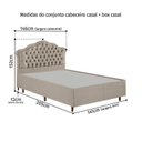 Ver imagem 6 de Kit Cama Box Casal + Cabeceira Estofada em Madeira Maciça Curva Provençal com Capitonê Bege/Linho