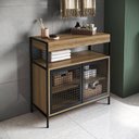 Ver imagem 2 de Gabinete de Banheiro 80cm com 2 Portas P1038 Preto/mel sem Cuba