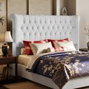 Ver imagem 2 de Cabeceira Cama Box King 195cm Estofada Meora P05 Linho Cinza Claro