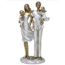 Ver imagem 1 de Escultura Família Decorativa Mãe, Filha e Pai com Filho no Colo - Dourado e Branco
