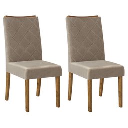 Conjunto 2 Cadeiras De Jantar 20147 Tronco Ripado Veludo Caqui DJ Moveis - 1