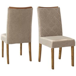 Conjunto 2 Cadeiras De Jantar 20147 Tronco Ripado Veludo Caqui DJ Moveis - 4