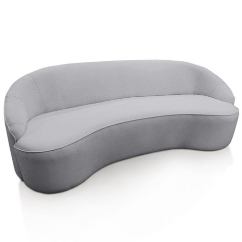 Sofá Curvo Montserrat 230cm 4 Lugares Lona Cinza Claro - Nexta Casa
