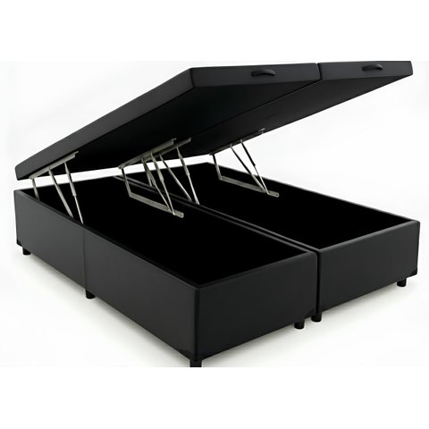 Cama Box Baú Casal Bipartido 69 Diversas Cores (138x188x42) - Corino Preto