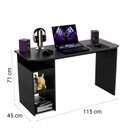 Ver imagem 3 de Mesa Escrivaninha Gamer Athenas Preto 115cm com Nichos e Espaço para Cpu