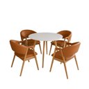 Ver imagem 2 de Conjunto Mesa de Jantar 90cm Redonda com 4 Poltronas Estofadas para Apartamento e Cozinha