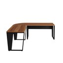 Ver imagem 2 de Mesa em L Escritório 210cm X 210cm Pés Metal F5 Office Cor:nogal com Preto