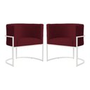 Ver imagem 1 de Kit 02 Poltrona Luana Suede Bordo Base Branca Luxo - Fm