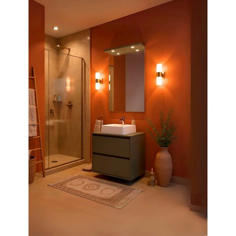 Gabinete para Banheiro com Cuba e Espelheira com Led 60cm Mdf Verde Dubai - On Móveis