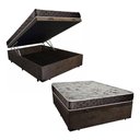 Ver imagem 1 de Cama Box Baú Casal Confort Suede Marrom Com Colchão Casal Confort Molas Ensacada 69x138x188