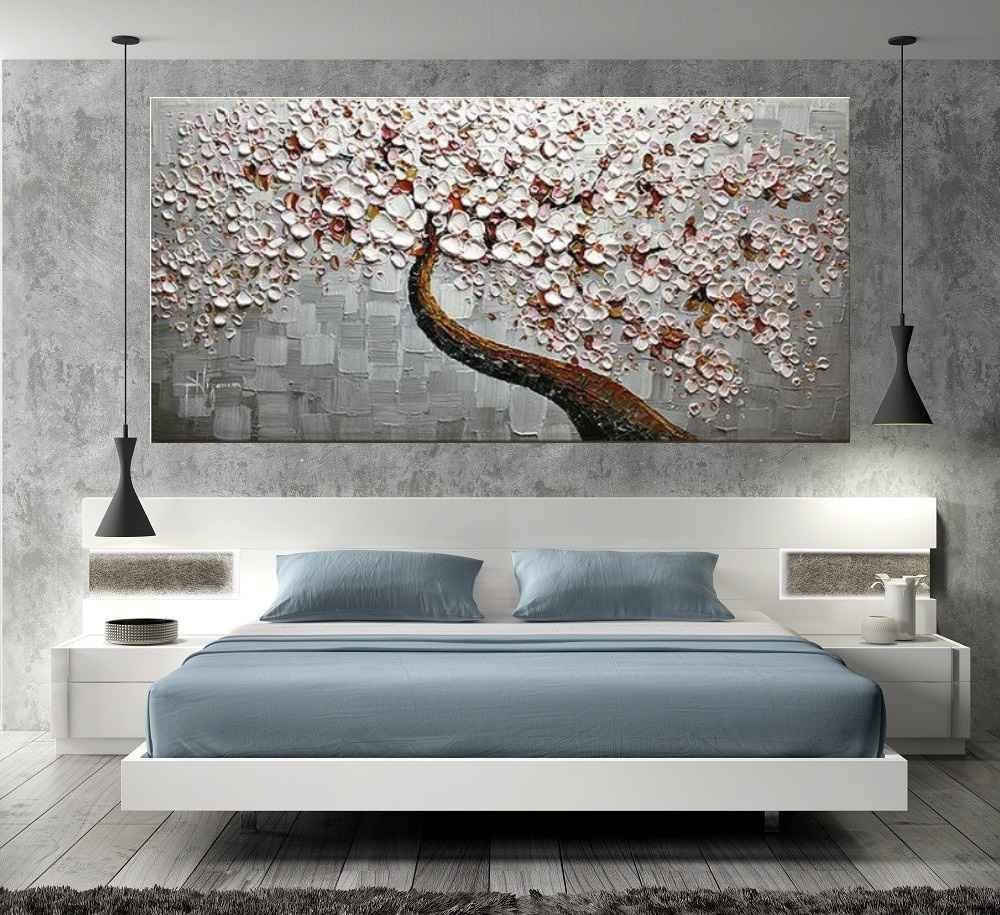 Quadro Pintura Tela Arvores e Flores Modernas Em Altos Relevos 2057: 60cm (A) x 120cm (L) - 5