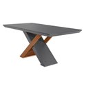 Ver mais imagens de Conjunto: Mesa de Cozinha Imperatriz Tampo Madeirado C/ Vidro Canto Curvo 180x90 e 6 Cadeiras Jade