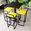 Ver imagem 1 de Conjunto Mesa Alta Bar Bistrô Quadrada Preta 4 Banquetas Confort Estofado Don Castro