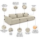 Ver imagem 3 de Sofá Ilha e Puff Sala Living 335cm Siesta M22 Linho Cru - Mpozenato