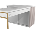 Ver imagem 1 de Mesa Nails Premium Ripado 167x117cm com Aspirador e Pé de Ferro - Branco/rosa