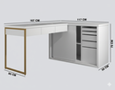 Ver imagem 3 de Mesa Nails Premium Ripado 167x117cm com Aspirador e Pé de Ferro - Branco/rosa