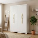 Ver imagem 1 de Guarda-Roupa Solteiro Monza 4 Portas 3 Gavetas 100% Mfd Off White/Nevaska
