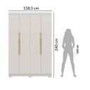Ver imagem 3 de Guarda-Roupa Solteiro Monza 4 Portas 3 Gavetas 100% Mfd Off White/Nevaska