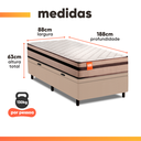 Ver imagem 3 de Cama Box Baú Solteiro Molas Ensacadas Bege Bali 88x188x63cm