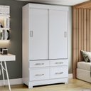 Ver imagem 2 de Guarda Roupa Solteiro Marel 2 Portas de Correr Flex Branco - Móveis Briz