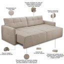 Ver imagem 4 de Sofá Cama Retrátil para Sala de Estar 3 Lugares 222cm Galileu F04 Linho Bege - Lyam Decor