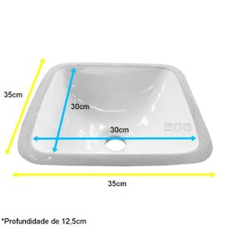 Cuba de Embutir Banheiro Quadrada Branca Lavabo 30x30 Dotec - 3