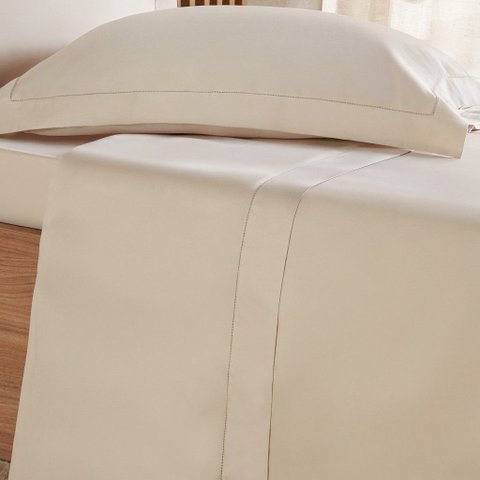 Jogo de Cama King 4 Pçs Ricamo 300 Fios 100% Algodão 193x203x40cm Biscuit