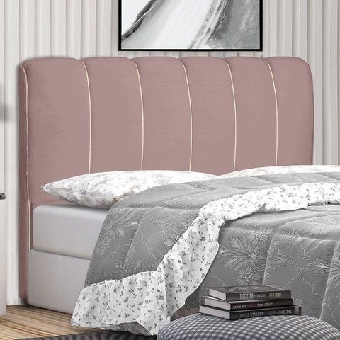 Cabeceira Cama Box King Berlim 195cm Suede Rose