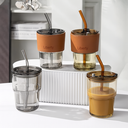 Ver imagem 4 de Copo de Vidro com Canudo Tampa e Vedação 450ml Preto Fume